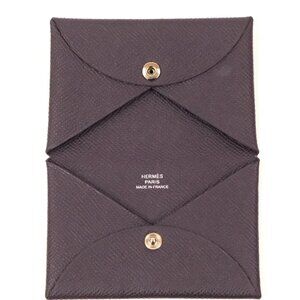 Hermès Calvi Card Holder Rouge Sellier Epsom Eggplant Color